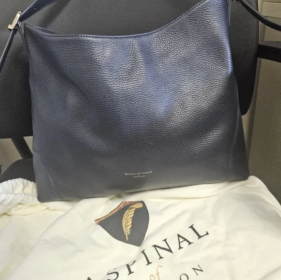 Aspinal of London Leather Shoulder Bag Navy LIKE NEW W/ DUSTBAG - Picture 6 of 14